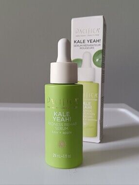 Pacifica Kale Yeah Redness Rehab Serum Bottle Dropper Boxed  Vegan 1 Ounce Green